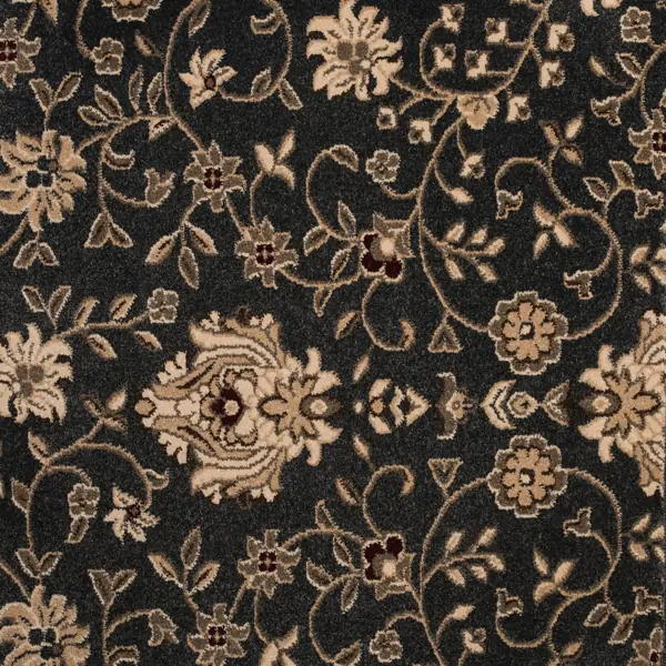 Black Regency marine carpet featuring an intricate tan and cream floral pattern.