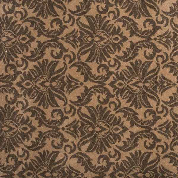Brown damask patterned marine carpet with classic floral motifs