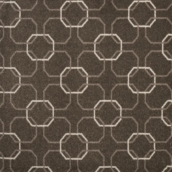 Charcoal Nova marine carpet with a tan interlocking geometric octagon pattern.