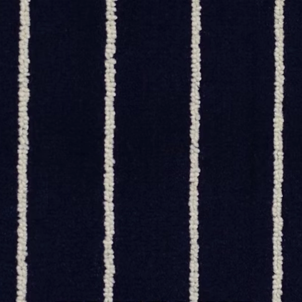 Navy Cream boat carpet with light stripes