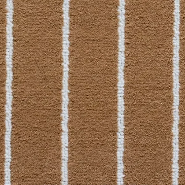 Teak Cream boat carpet with white pinstripes